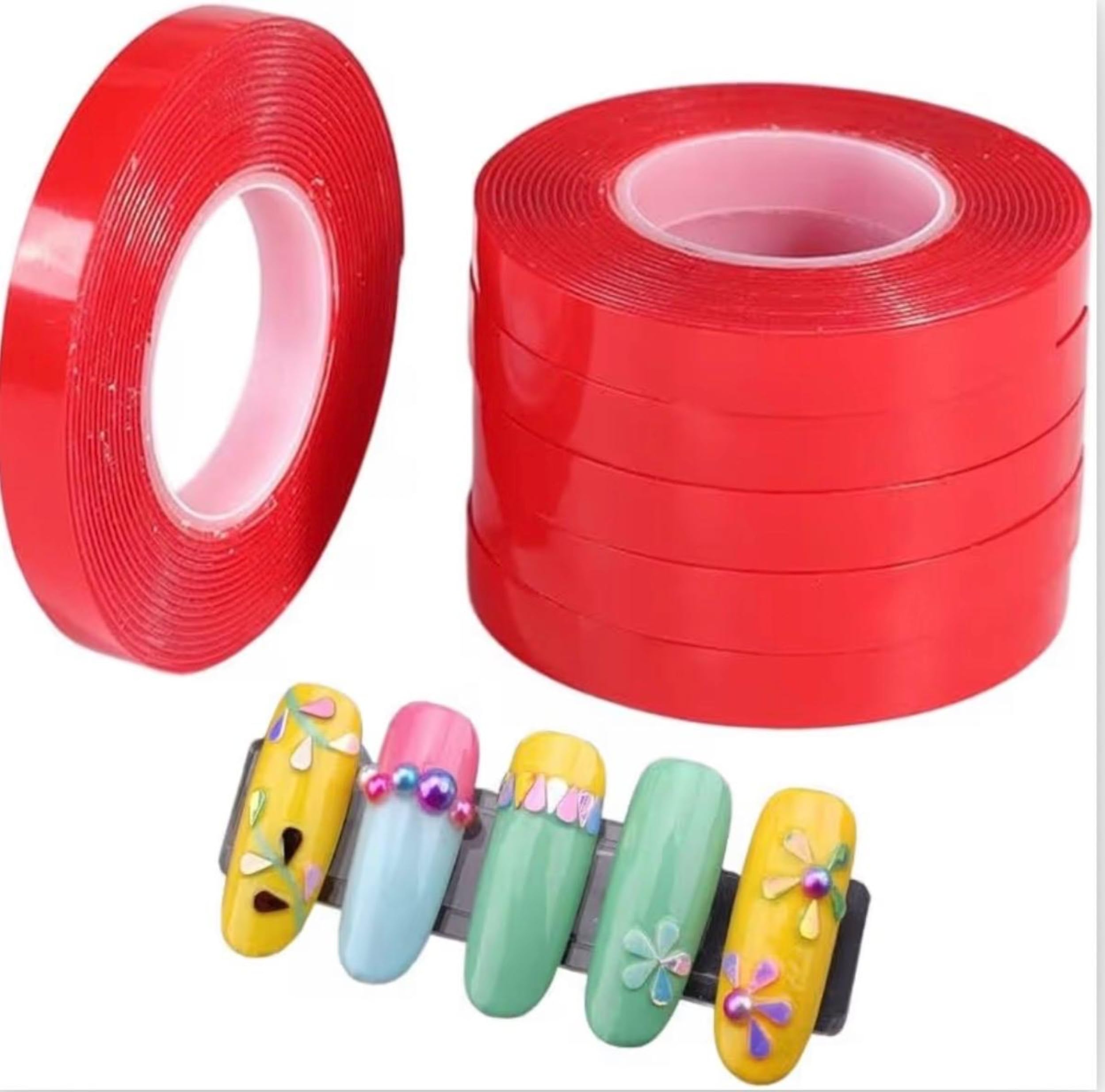 Double Sided Tape Transparent Nail Tape for Press On Nails Double Sided Nail Tape for Nail Size - 24mm X 10 Meter (2pcs)-image-37