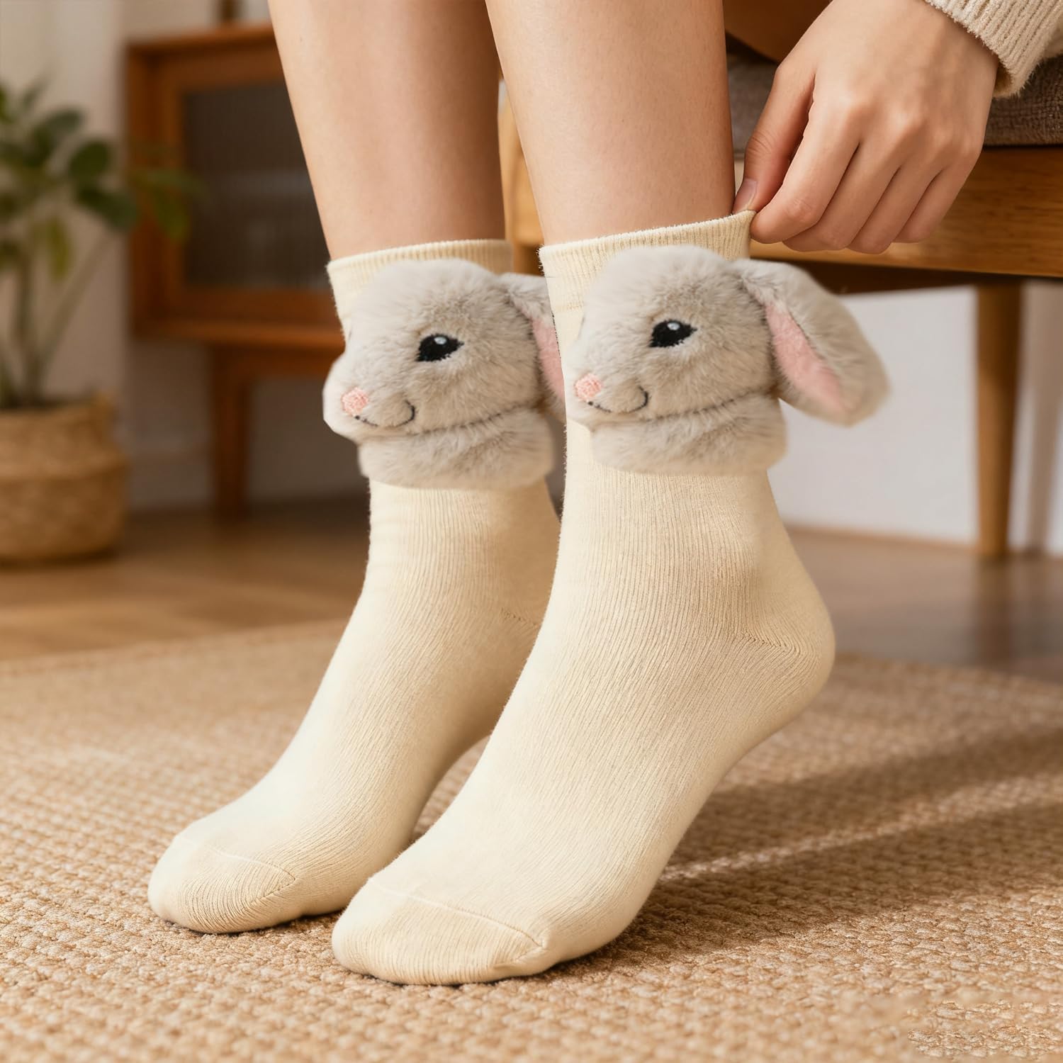 UKM Animal Socks, 3D Knit Animal Socks, Cute Plush Animals Hug Sock, Long Stocking Sock for Christmas Gifts
