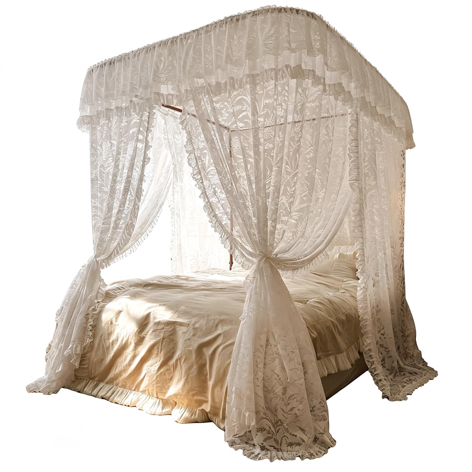 SARKEY U-Shaped Rail Bed Canopy Curtain,Princess Beds Canopys,Three-Opening(A,180x220x210cm(71"x87"x83"))