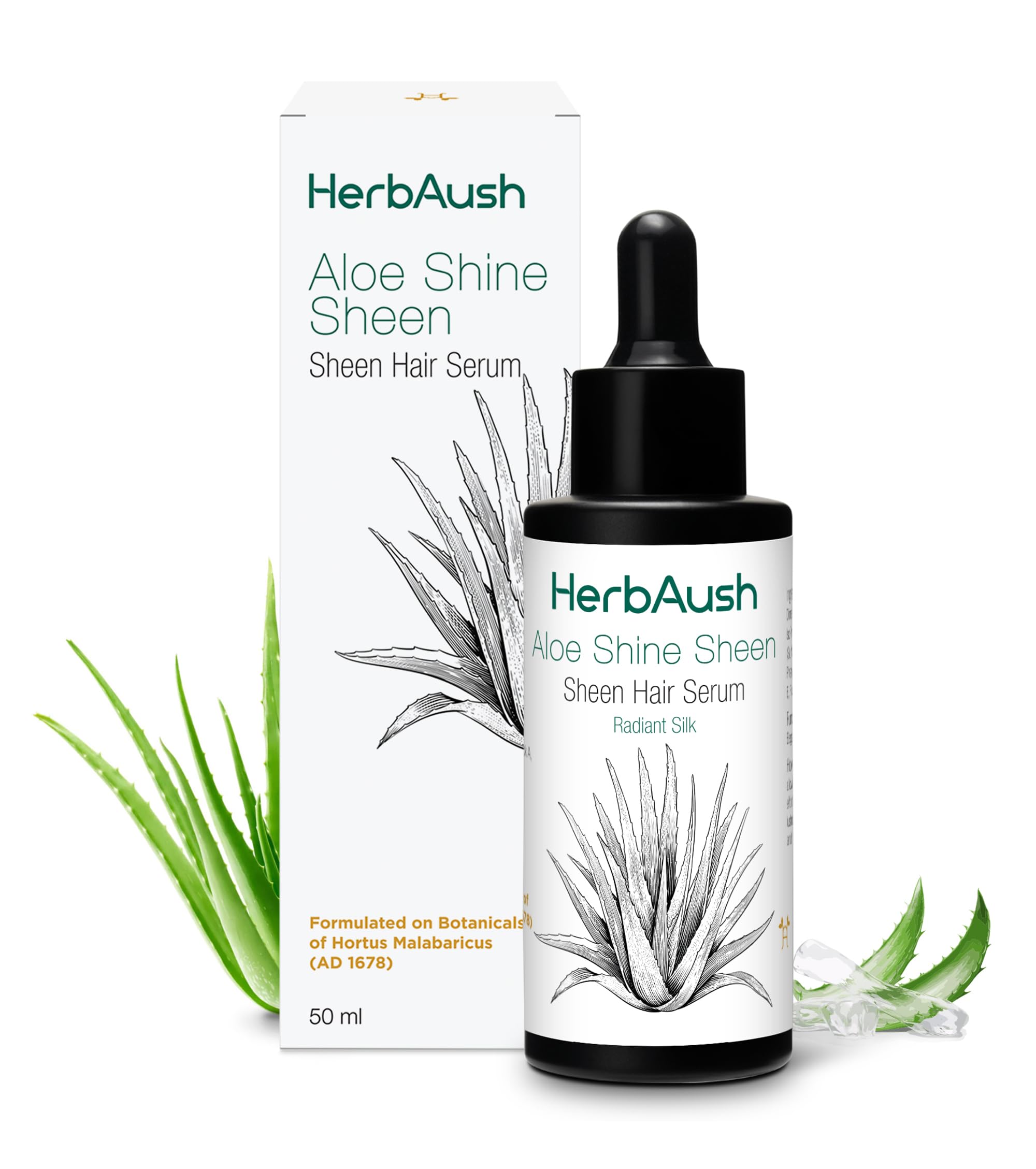 Aloe Shine Sheen Hair Serum 50ml - With Argan Oil, Aloe Vera and Vitamin E, Nourishing Formula for Dry, Flyaway and Frizzy Hair, Radiant Silk Finish, Hair Fixer & Tangle-Free for Women & Men