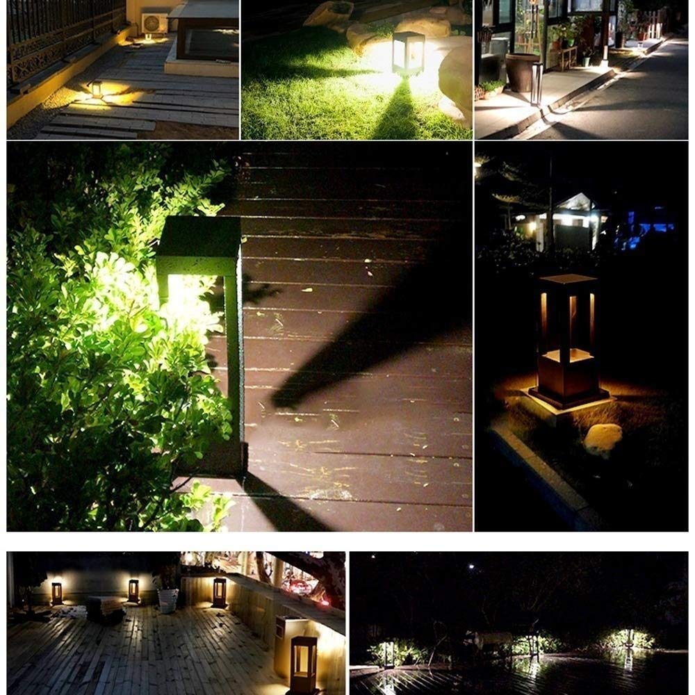 Kwadratowa kolumna oświetleniowa LED z odlewu aluminiowego w kolorze czarnym, do użytku na zewnątrz, na trawniku, na werandzie, w ogrodzie, na patio, wodoodporna, słupko,H:61.5cm