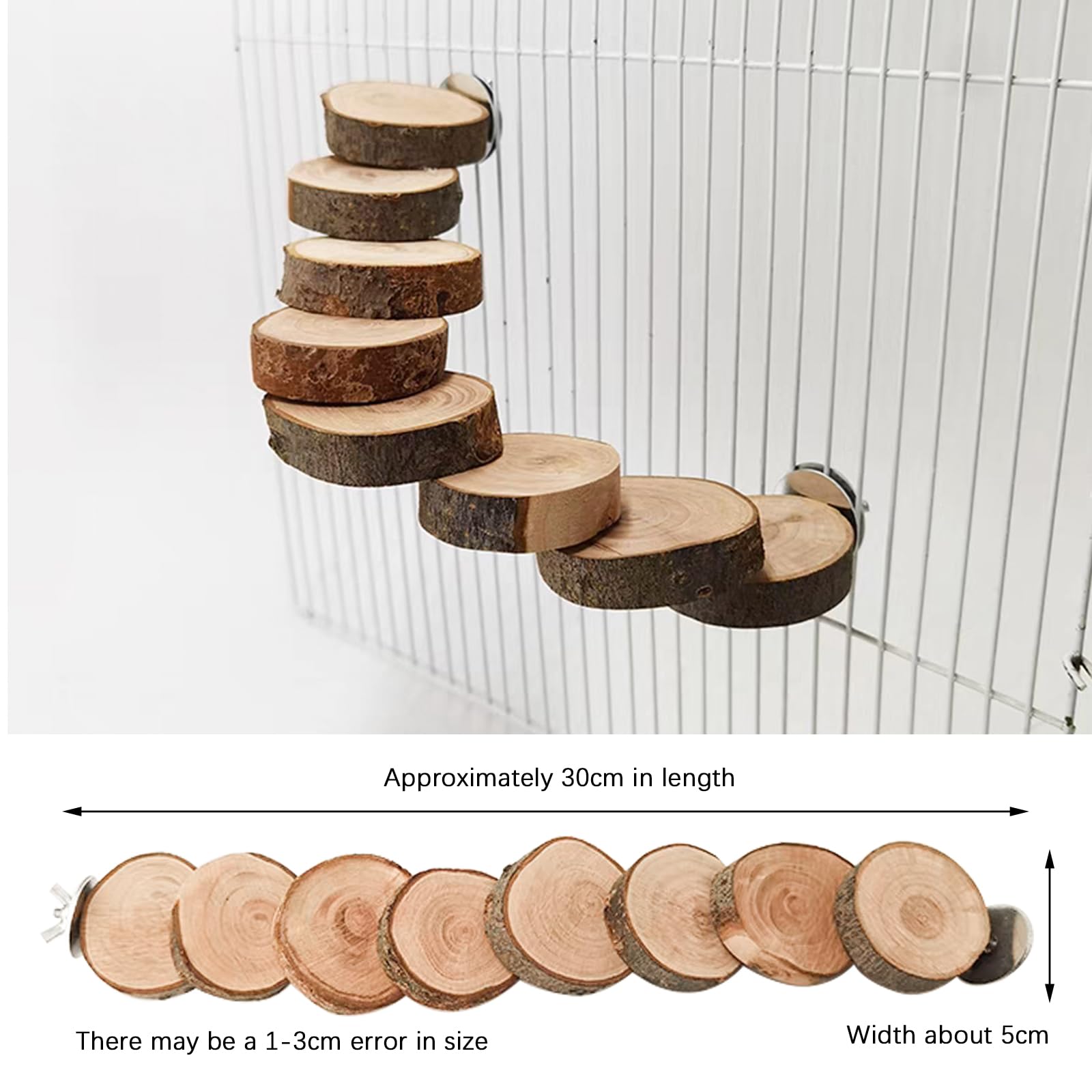 Échelle en bois pour perroquet, perchoir à oiseaux, plate-forme à oiseaux, jouet d'escalade à 8 marches, échelle pour hamster, accessoires de cage pour petits animaux