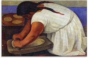 Diego Rivera Painter's Work, "Woman Grinding Maize" Canvas Prints