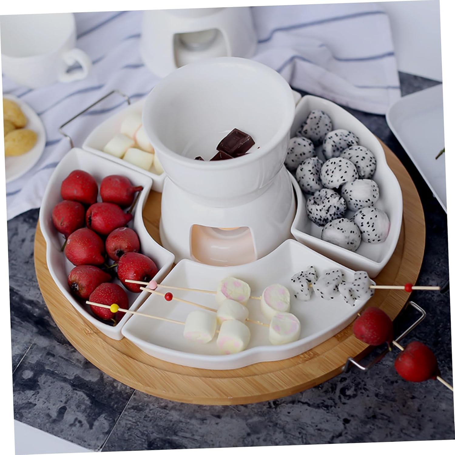 Ciieeo Adorable Retro Ceramic Melting Pot Household Fondue Ice Fondue Chocolate Melting Oven Candle Holder
