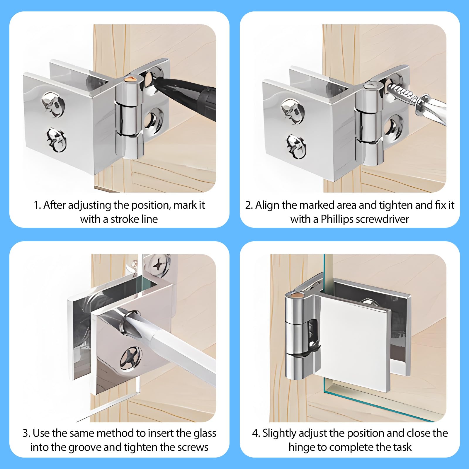 Set 2 Cerniere Per Ante In Vetro | Acciaio Laminato A Freddo, Compatibili Con Vetro Da 4-8 Mm E Pannelli 3-10 Mm