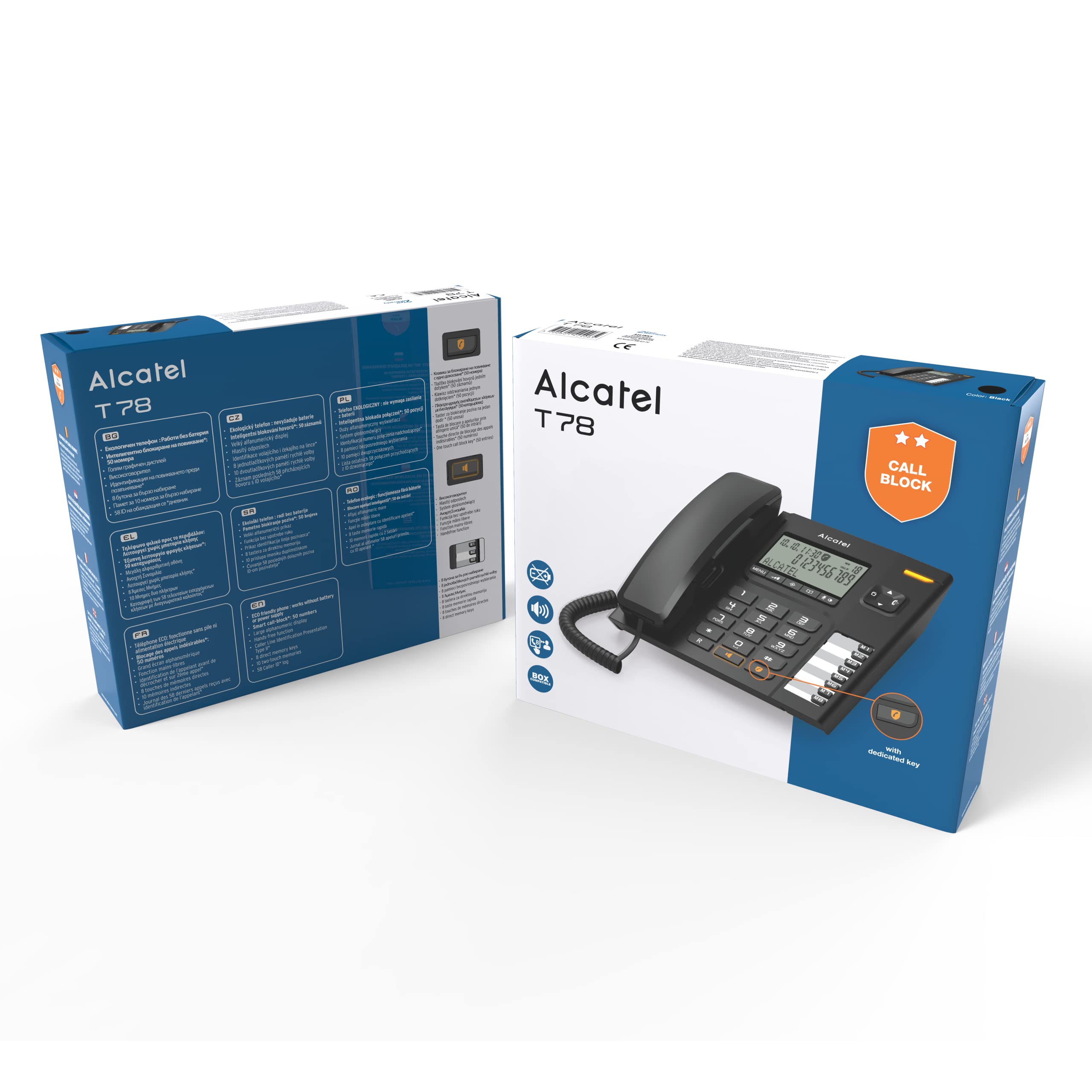 Alcatel T78, schnurgebundenes Festnetztelefon für Heim und Büro, großes Display, 8 Direktwahltasten, Anrufsperre