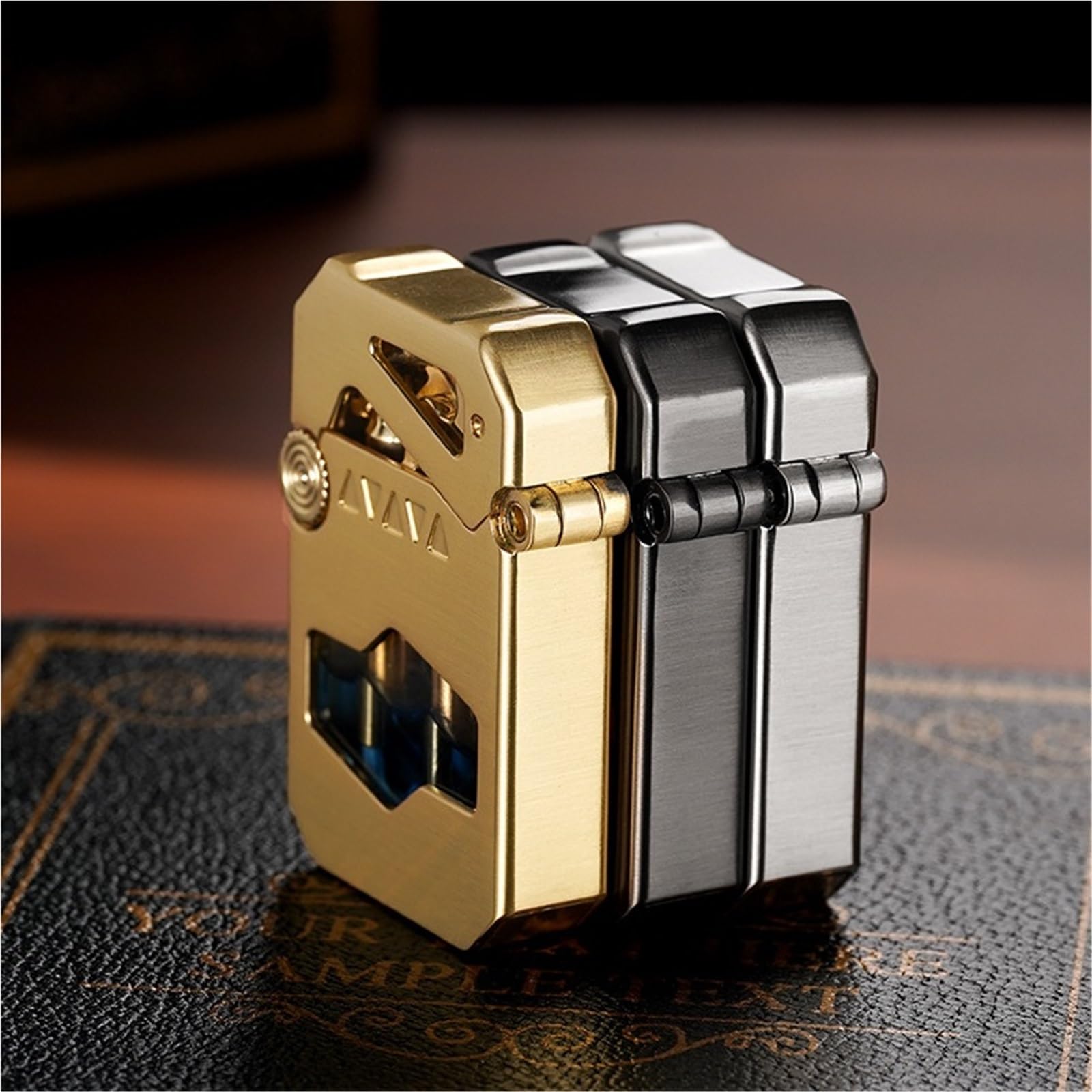 Encendedor mecánico de queroseno, resistente al viento, con depósito de aceite transparente, perfecto para uso en exteriores y colecciones de regalos
