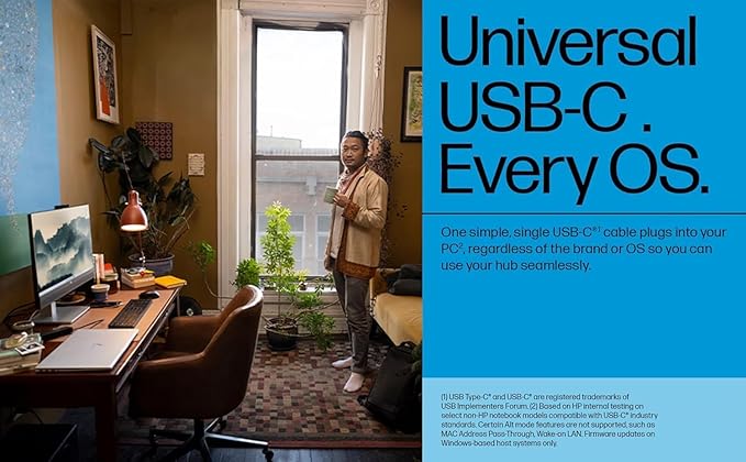 HP Universal USB-C Hub 7 en 1 con HDMI, DisplayPort, Ethernet miniatura 6