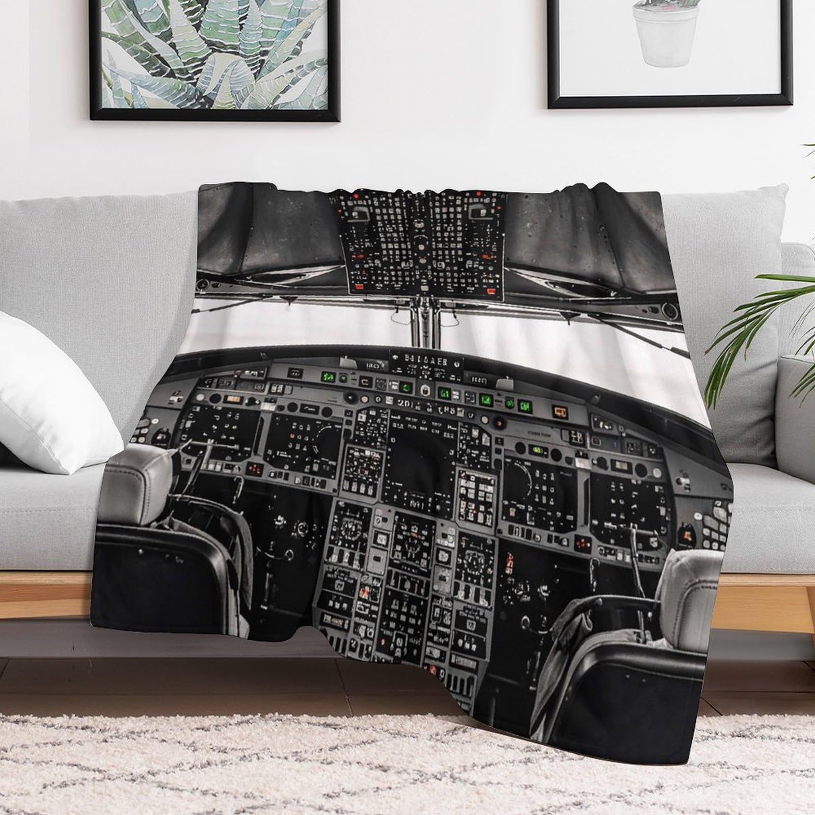 Couverture micro polaire 127x152 cm légère et chaude pour cockpit d'avion et voyage