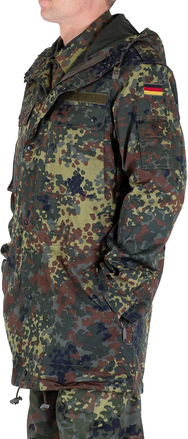 Original German Army Field Jacket Military Issue Hooded Parka Flecktarn camouflage Combat - Image 4