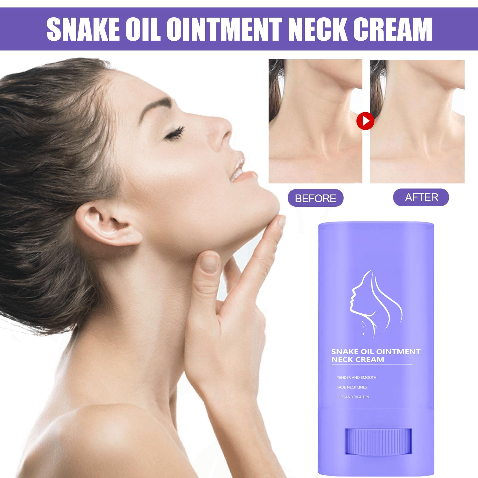 Neck Care Stick, Lifting and Firming Neck Cream, Snake Oil Firming Cream, Oil-Nourishing, Snake 0il Tighten Lift Cream for Women