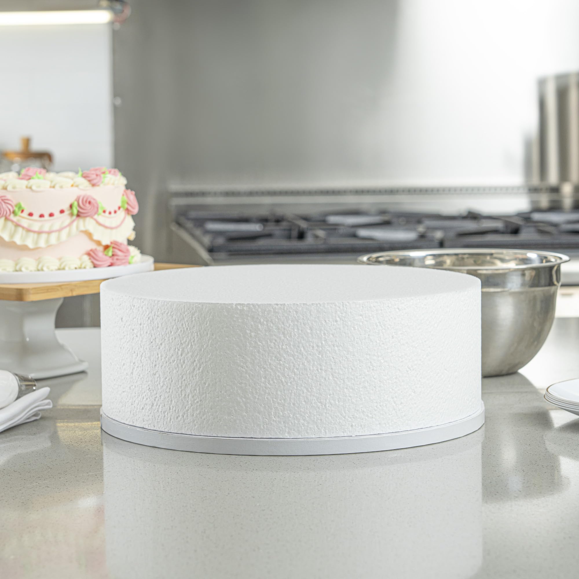 Restaurantware Pastry Tek - Chupete redondo de espuma para tartas de 12 x 4 pulgadas, 24 unidades, reutilizable, ligero, duradero, herramienta de espuma reutilizable de polietileno resistente a la