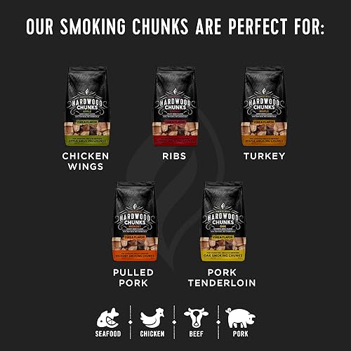 Miniatura 22 de Fire & Flavor Trozos de madera de nogal para ahumar y asar a la parrilla, totalmente natural, de larga duración con un sabor ligeramente dulce