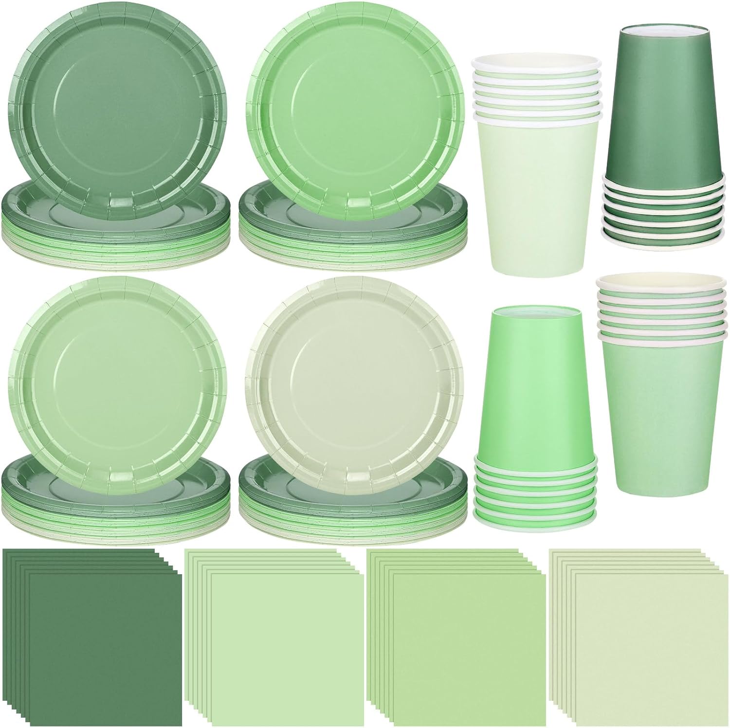 meekoo 72 Pcs Green Paper Plates Party Decorations Sage