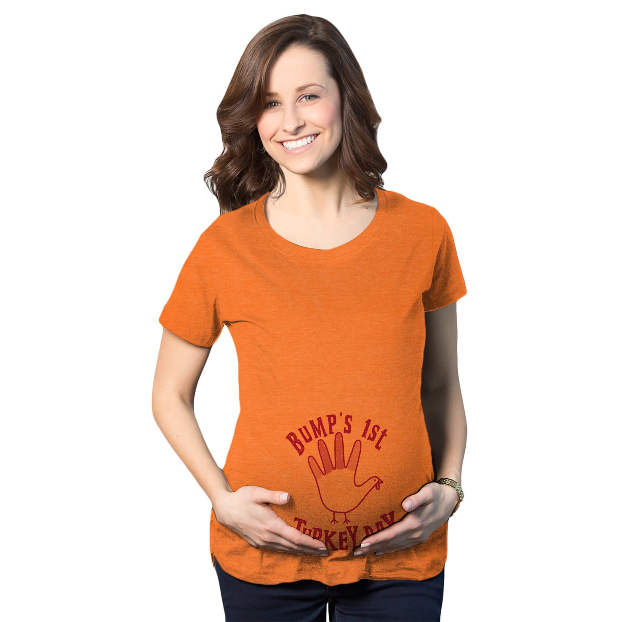 Crazy Dog T-ShirtsMaternity Bump's First Turkey Day Tshirt Cute Funny Thanksgiving Pregnancy Tee