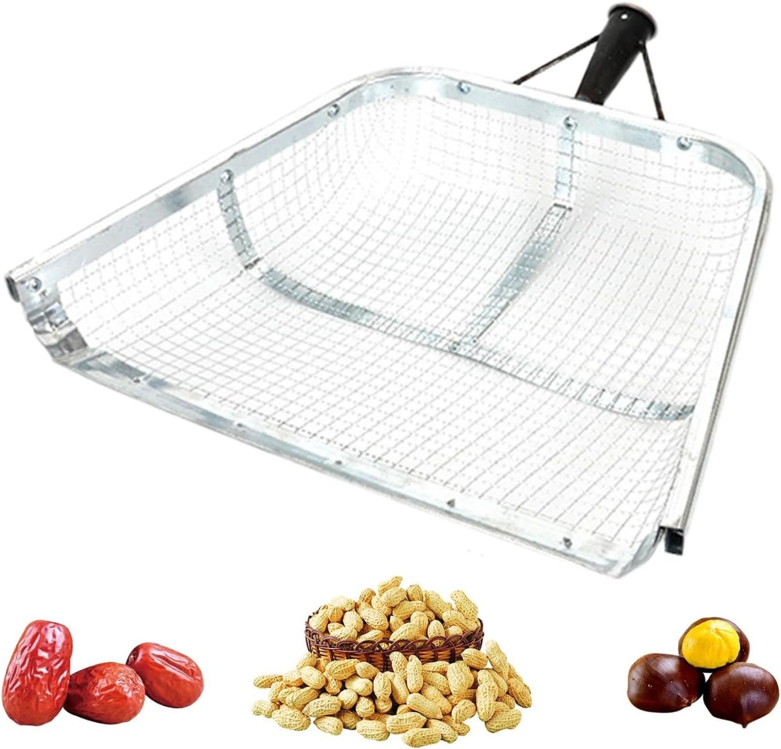 Pala per setaccio, pala per sabbia, grande giardino, pala in metallo, per escrementi di rettili, da giardino, filtro per terra efficiente per setacciare terreno, pala per cereali per mais, accessori