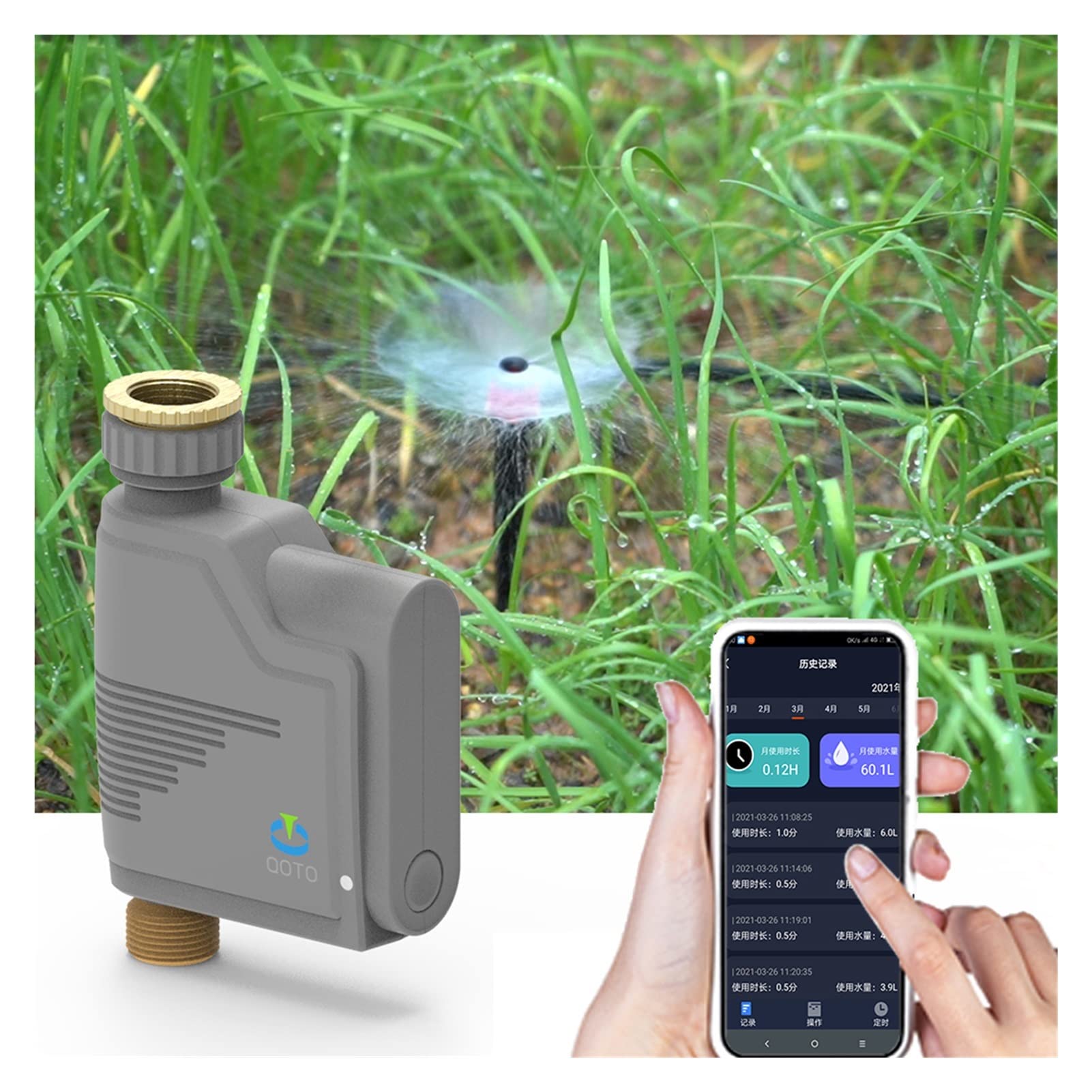 Temporizador de riego por aspersión inteligente Temporizador de riego WIFI Estadísticas de flujo Riego por goteo automático Válvula del controlador de agua del jardín Seguimiento del tráfico y ahorr