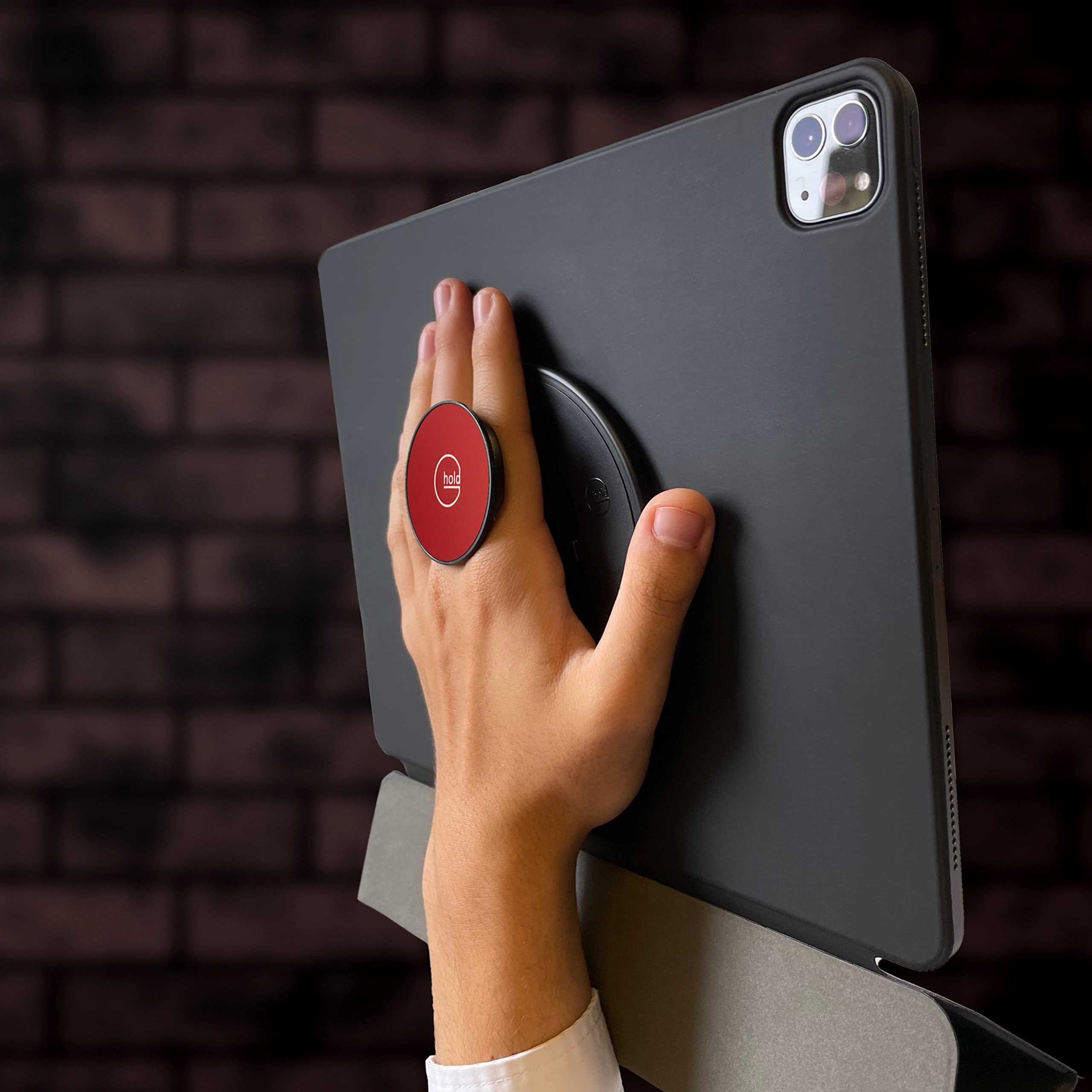 G-Hold® - Soporte ergonómico para tablet funciona con cualquier tableta, tableta, e-Reader, iPad - universal, ergonómico, giratorio, plegable y ajustable (rojo)