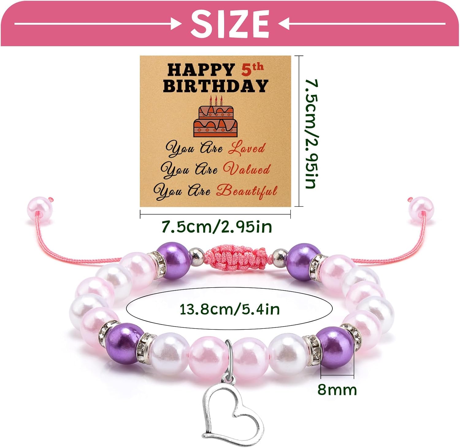 Birthday Gifts for Her Beaded Bracelet Happy Birthday Present for Daughter Granddaughter Sister Niece Her Christmas Easter Age Gifts Jewelry Bracelet with Massage Card - Image 2