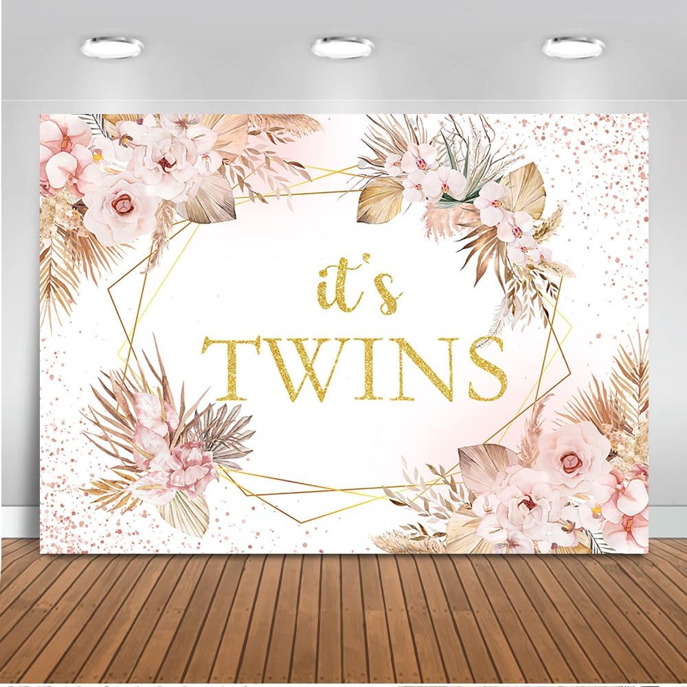 Amazon.com : Mocsicka Boho Twins Baby Shower Backdrop - Bohemian Baby ...