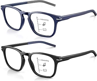 Missfive Versatile Progressive Multifocus Reading Glasses Men, Blue Light Blocking Anti UV Multifocal Computer Readers