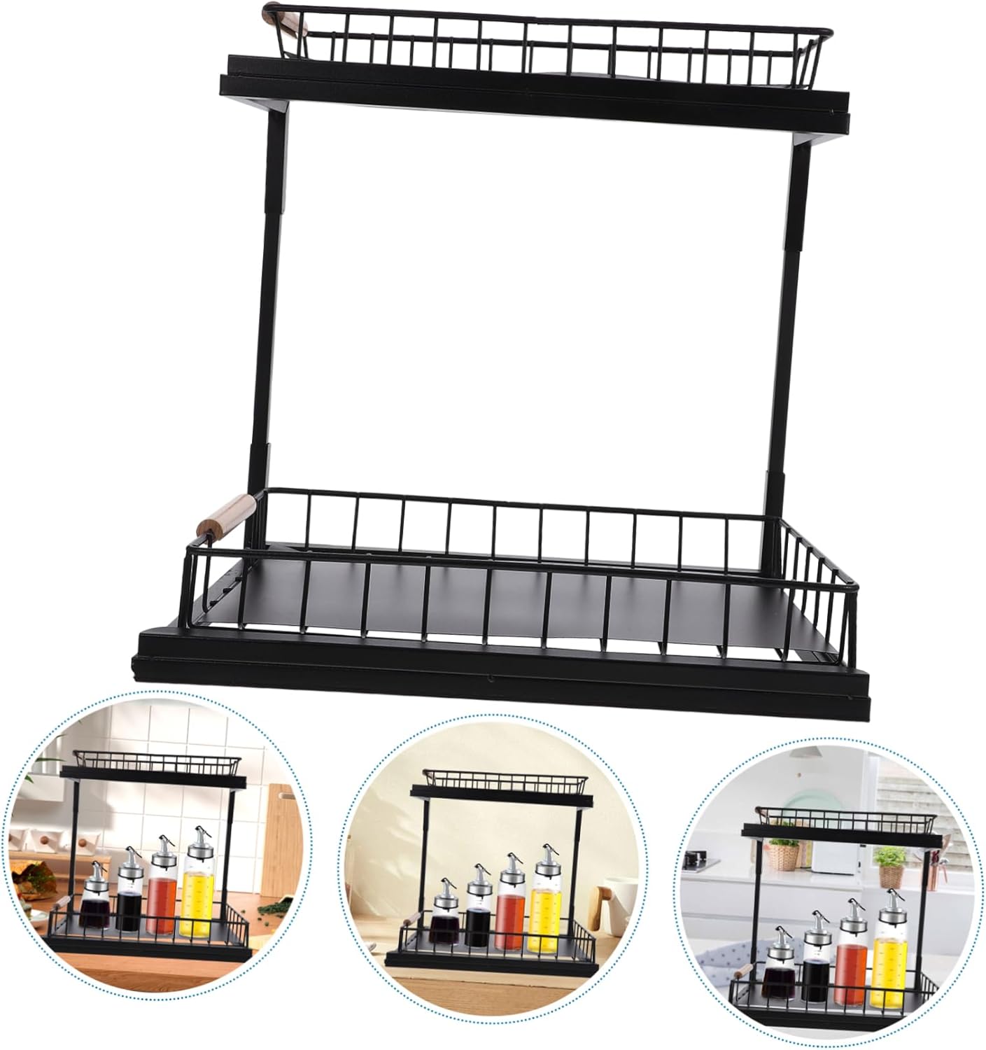 Cabilock Cabinet Pull Out Spice Rack Organizer Double under Counter Storage for Kitchen and Bathroom Expandable Design for Efficient Space Utilization