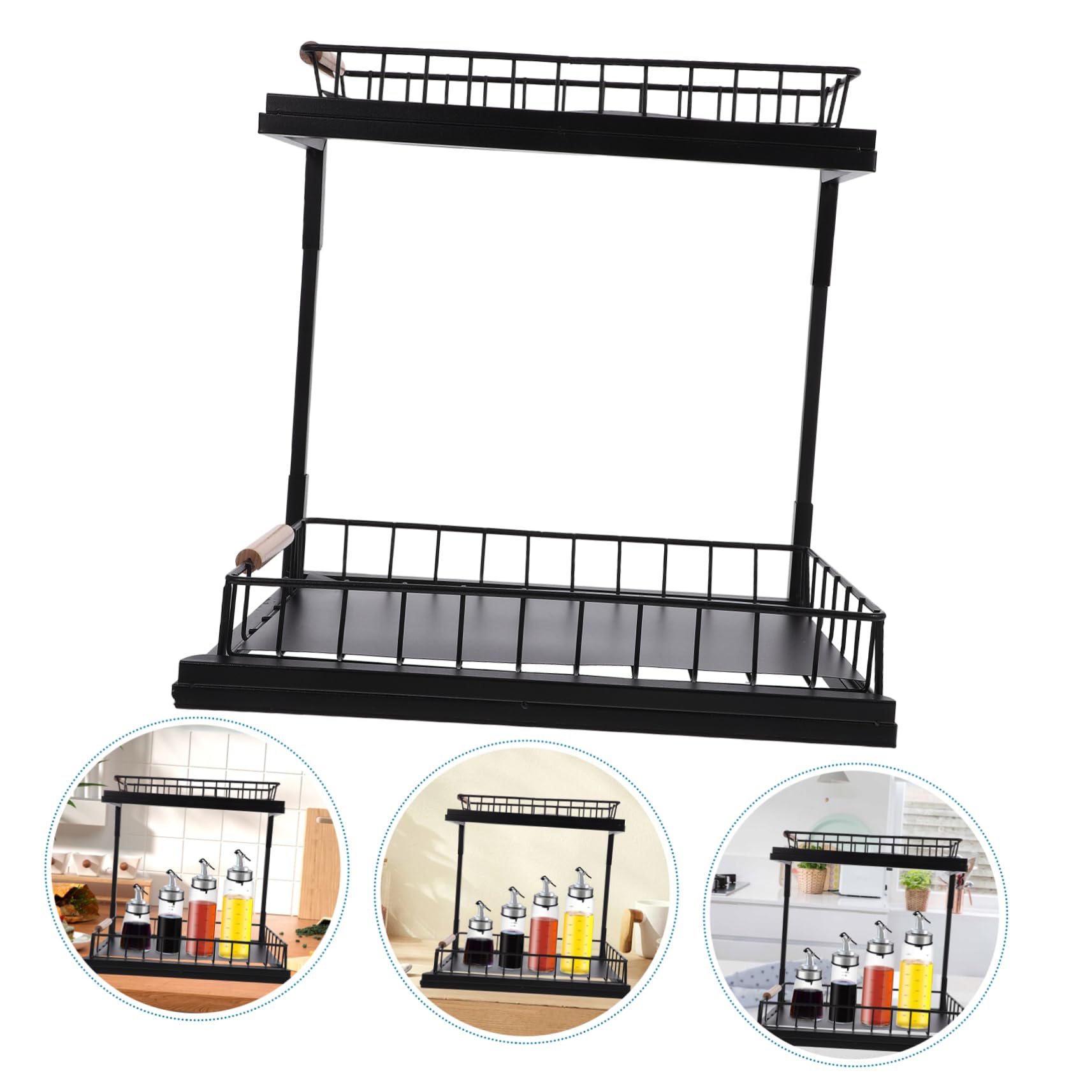 Cabilock Kitchen Cabinet Organizer Spice Jar Holder Slide Out Pantry Shelves for Countertop Seasoning Rack