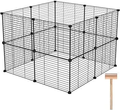 16 Panel Evcil Küçük Hayvan Kedi Köpek Kuş Evi Kafesi Oyun Parkı Portatif Taşınabilir Metal Tel