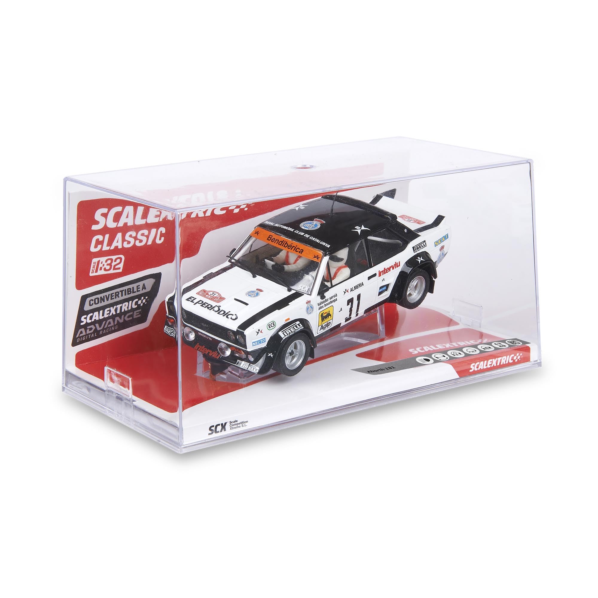 SCALEXTRIC - Vehículo de Carreras Advance - Coche Slot - Escala 1:32 (Abarth 131 - S. Servià - Montecarlo '79)