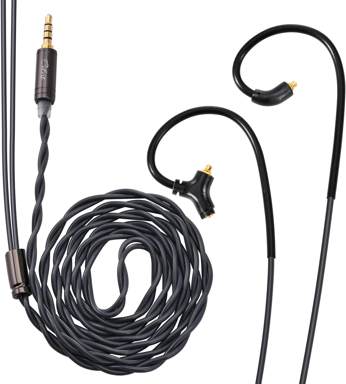 QOAKinera Celest RUYI IEM Cable with Mic,2 Core 16 OFC Wires Replacement Detachable Cables,Aux Cable HiFi in Ear Earphone Cable for Audiophile Musician