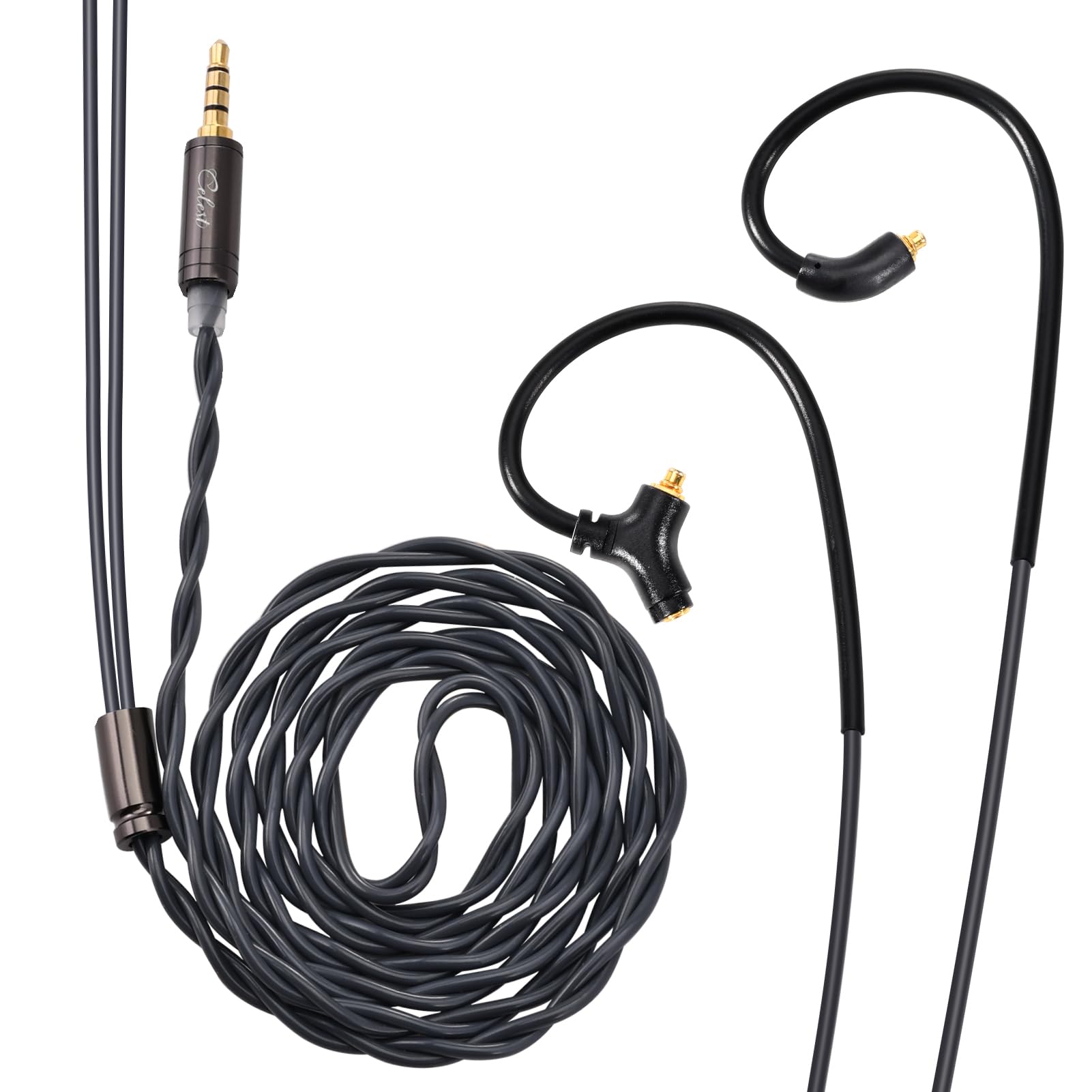 QOAKinera Celest RUYI IEM Cable with Mic,2 Core 16 OFC Wires Replacement Detachable Cables,Aux Cable HiFi in Ear Earphone Cable for Audiophile Musician