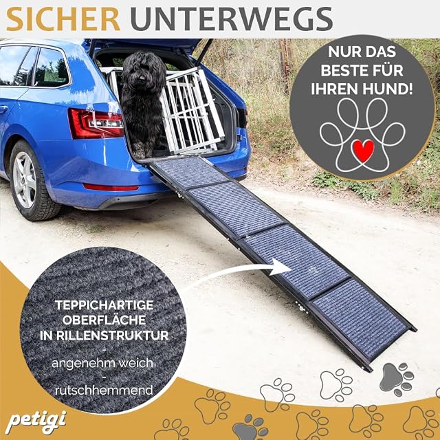 Foto 5 de 6 de Petigi Selección de rampa para perros para coche, aluminio, rampa para perros, escalera para perros, SUV