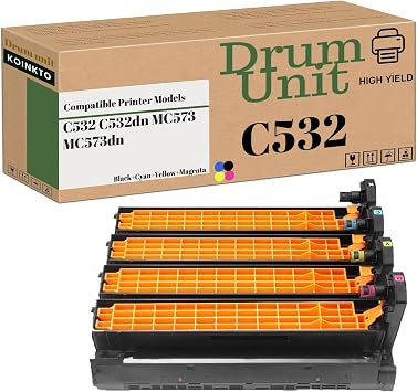 High Yield C532 Drum Unit Compatible for OKI 46484101 46484102 46484103 46484104 ,Fit for C532 C532dn MC573 MC573dn Image Drum 20,000 Pages KCMY 4-Pack