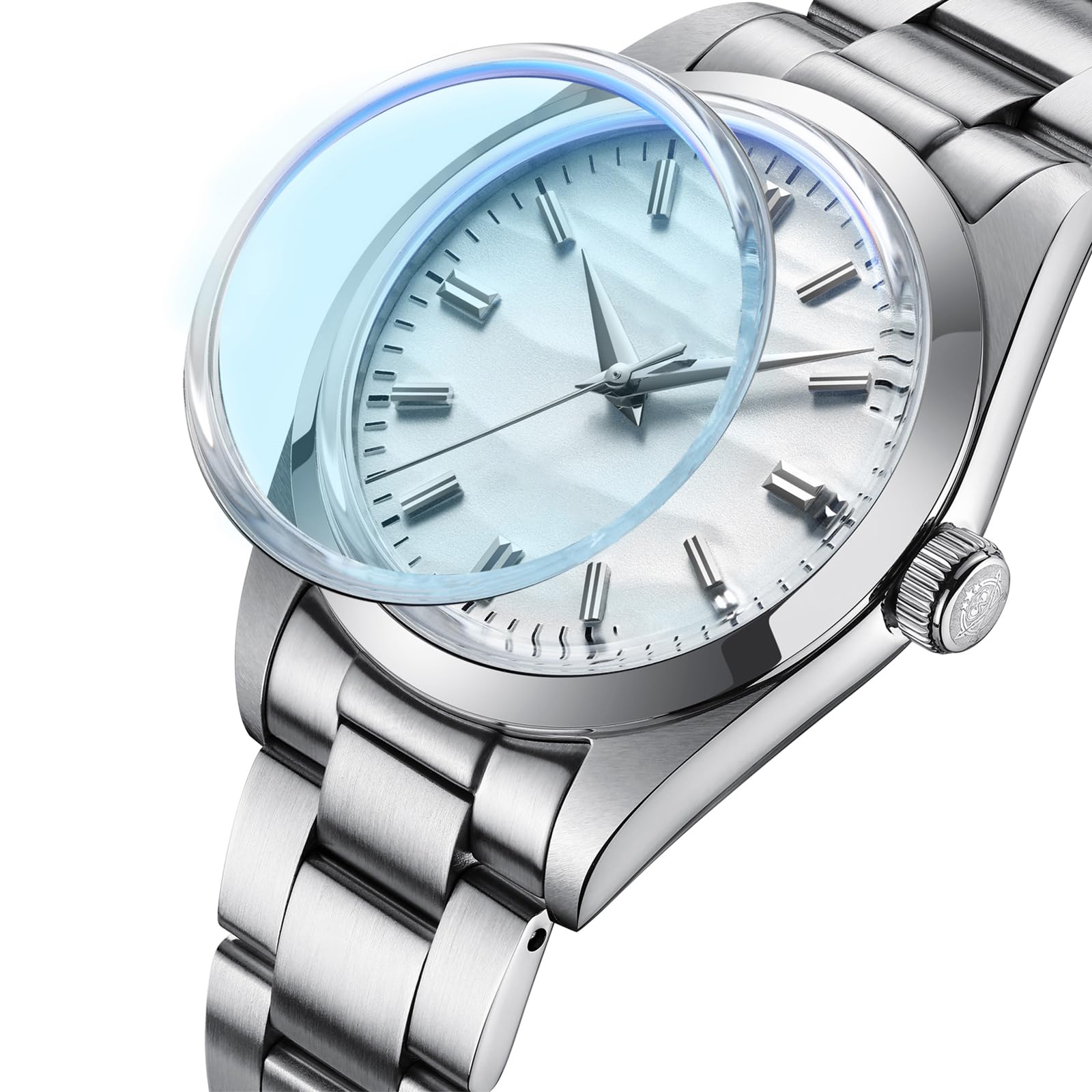 ADDIESDIVE 36mm analoge Uhr Herren Einfach Quarzuhr K1 Bubble Spiegelglas 100 m wasserdichte Uhr Mit Edelstahlarmband AD2030