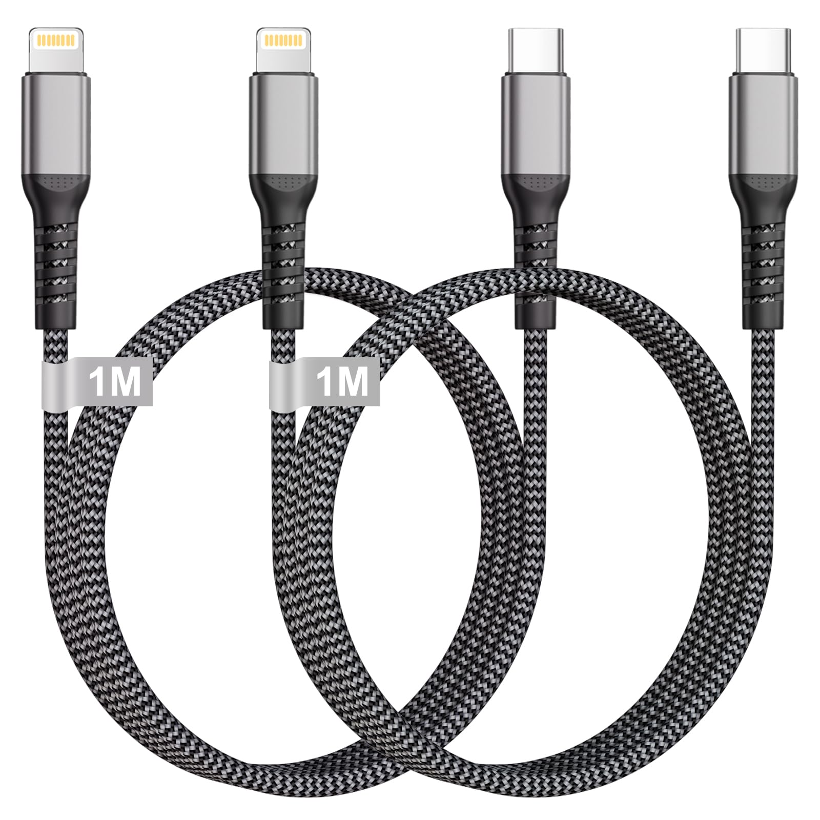 Cavo USB C Lighting 1M 2Pezzi [Certificato MFi], Cavo iPhone USB C Nylon Cavo iPhone Ricarica Rapida Cavo Lighting USB C Cavetto iPhone Caricatore iPhone Filo per iPhone 14/13/12/11/X, iPad, AirPods