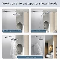 Vista 4 de BRIGHT SHOWERS Brazo de extensión de cabezal de ducha de 16 pulgadas con brida, extensor de ducha en forma de L, tubo de ducha extra largo de acero