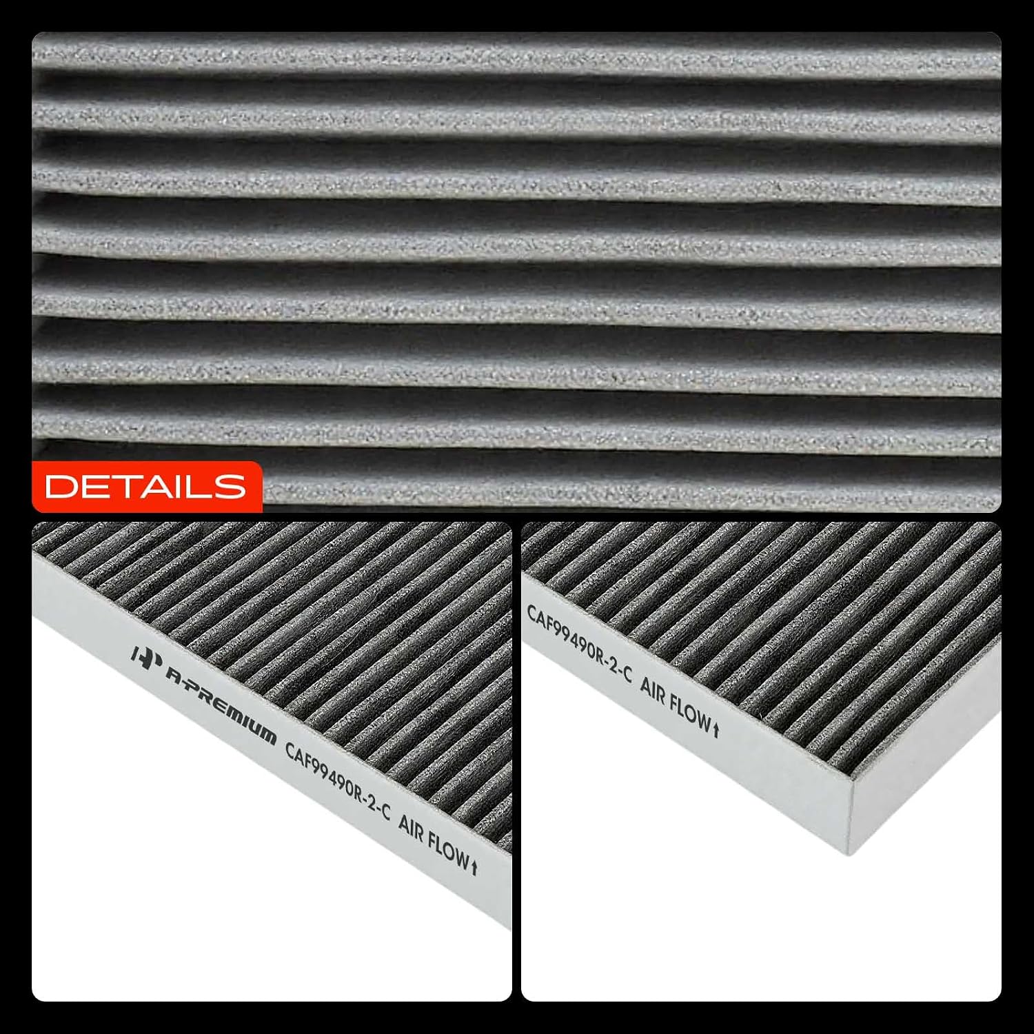 A-Premium 2-PC Cabin Air Filter with Activated Carbon Compatible with Tesla S 2012 2013 2014 2015 2016, Replace# 103512500A