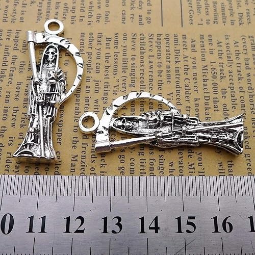 Miniatura 2 de 10 dijes de la parca de la parca de 0.709 in x 1.890 in, colgante de fabricación de joyas DIY, plata antigua