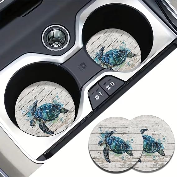 AFPANQZ Ocean Turtle Print Car Coasters Pack of 2, Cup Coaster 2.75
