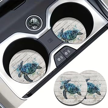 AFPANQZ Ocean Turtle Print Car Coasters Pack of 2, Cup Coaster 2.75