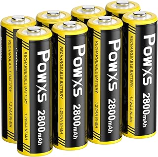 POWXS AA Rechargeable Batteries - Pre-Charged 2800mAh Ni-MH Double AA Batteries, Low Discharge, Ultra Long-Lasting (Pack o...