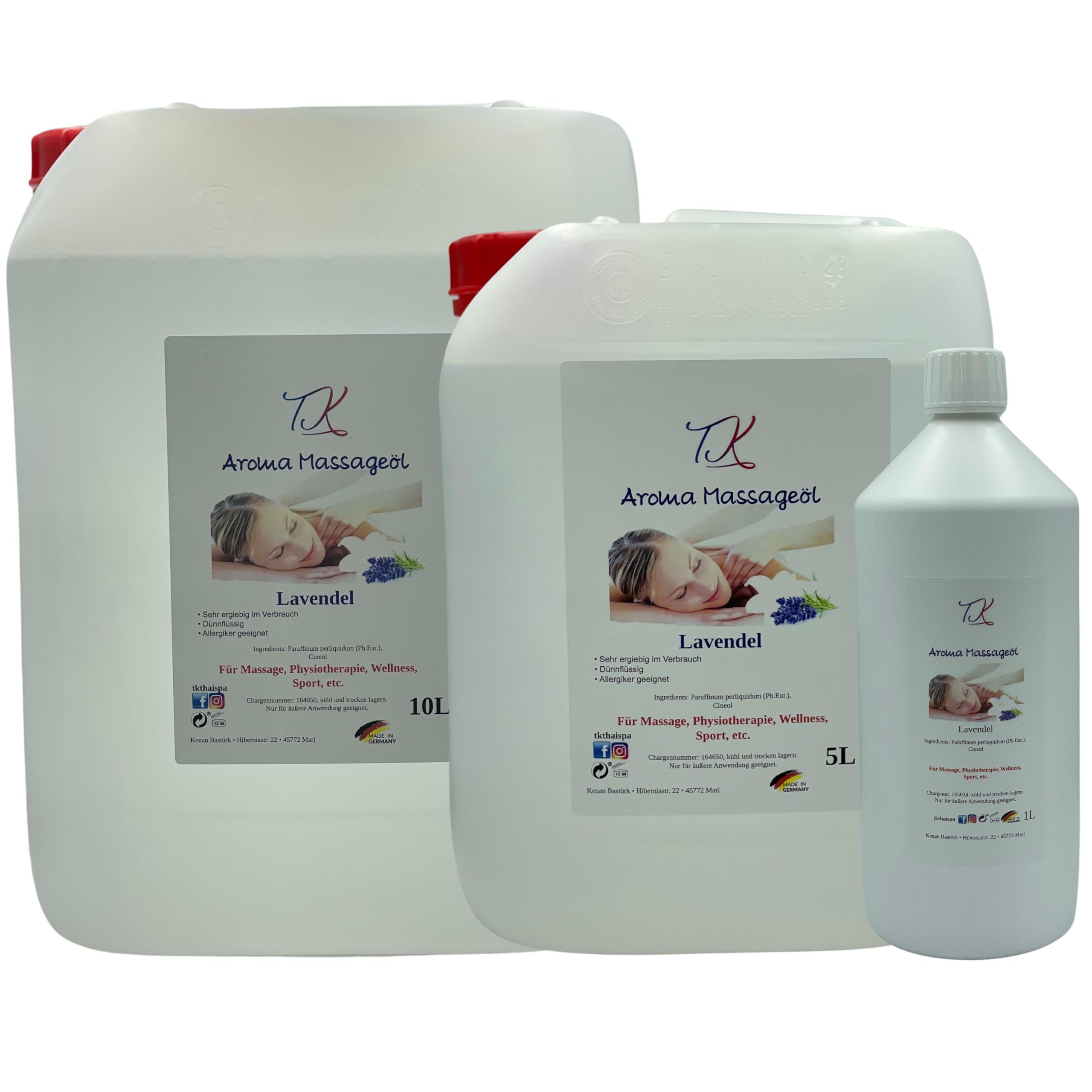Juego de 12 aceites aromáticos para masaje, fisioterapia, bienestar, deportes, etc. (2 x 500 ml) en calidad farmacéutica (1000 ml, lavanda y limón de eucalipto)