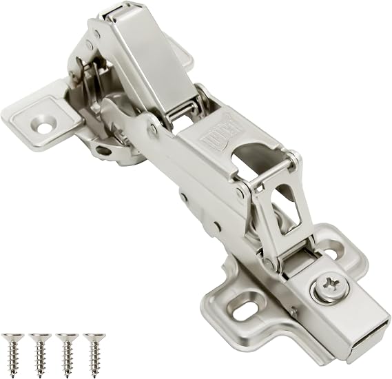 TOUCH Cabinet Hinges (1 Pair, 2 PCS) Frameless 165 Degree Full Overlay Clip-on Soft Close Lazy Susan Corner Kitchen Cabinet Cupboard Folding Door Hinges 3-Way Adjustable with Screws
