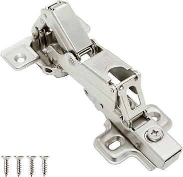 TOUCH Cabinet Hinges 1 Pair, 2 PCS Frameless 165 Degree Full Overlay Clip-on Soft Close Lazy Susan Corner Kitchen Cabinet Cupboard Folding Door Hinges 3-Way Adjustable with Screws