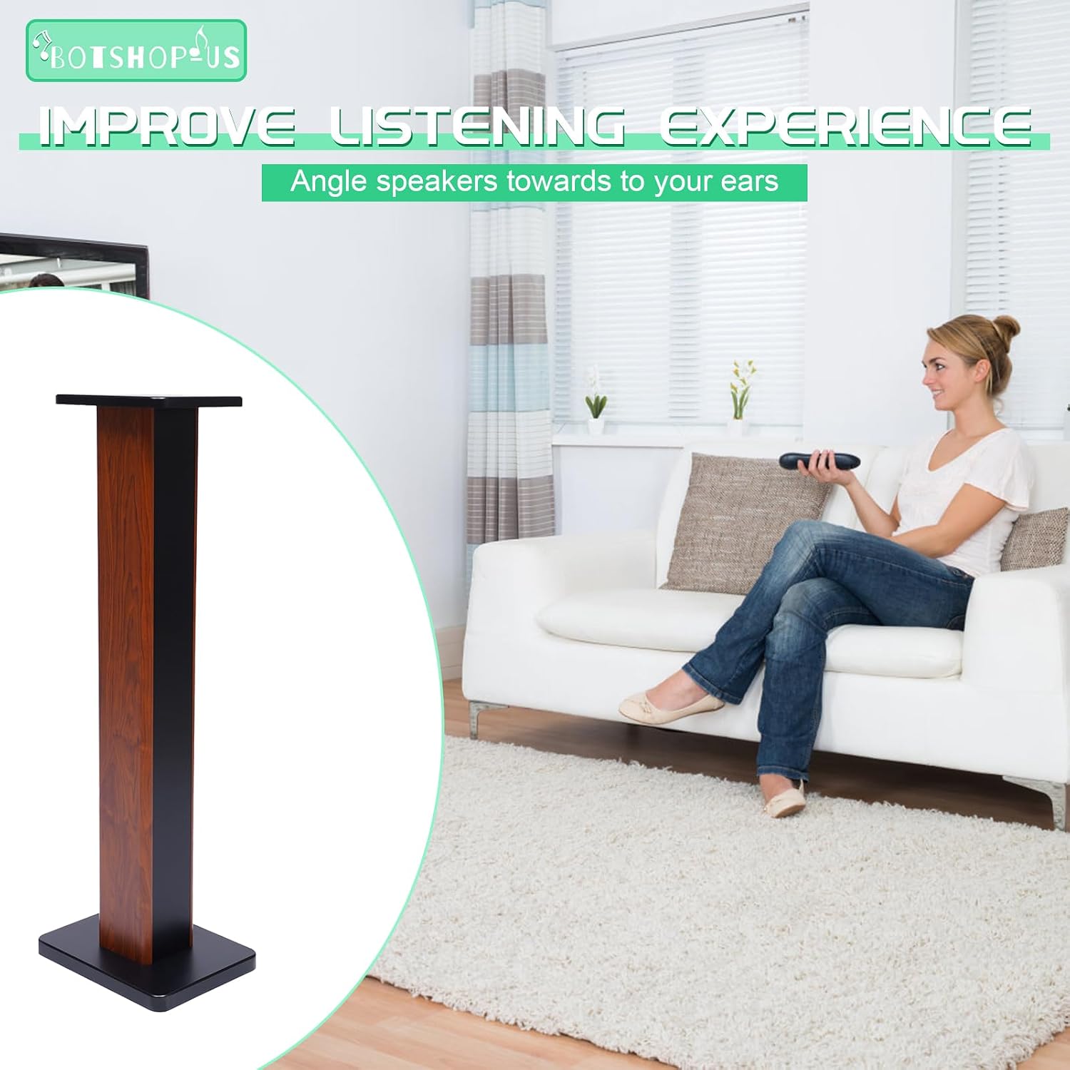 Gdrasuya10 36"" Desktop Speaker Stands Pair Wood Floor Studio Monitor Stands Speaker Stand for Desk Bookshelf Speaker Stands Large Bookshelf Speaker Stands for Home Theaters (Sourwood Color)