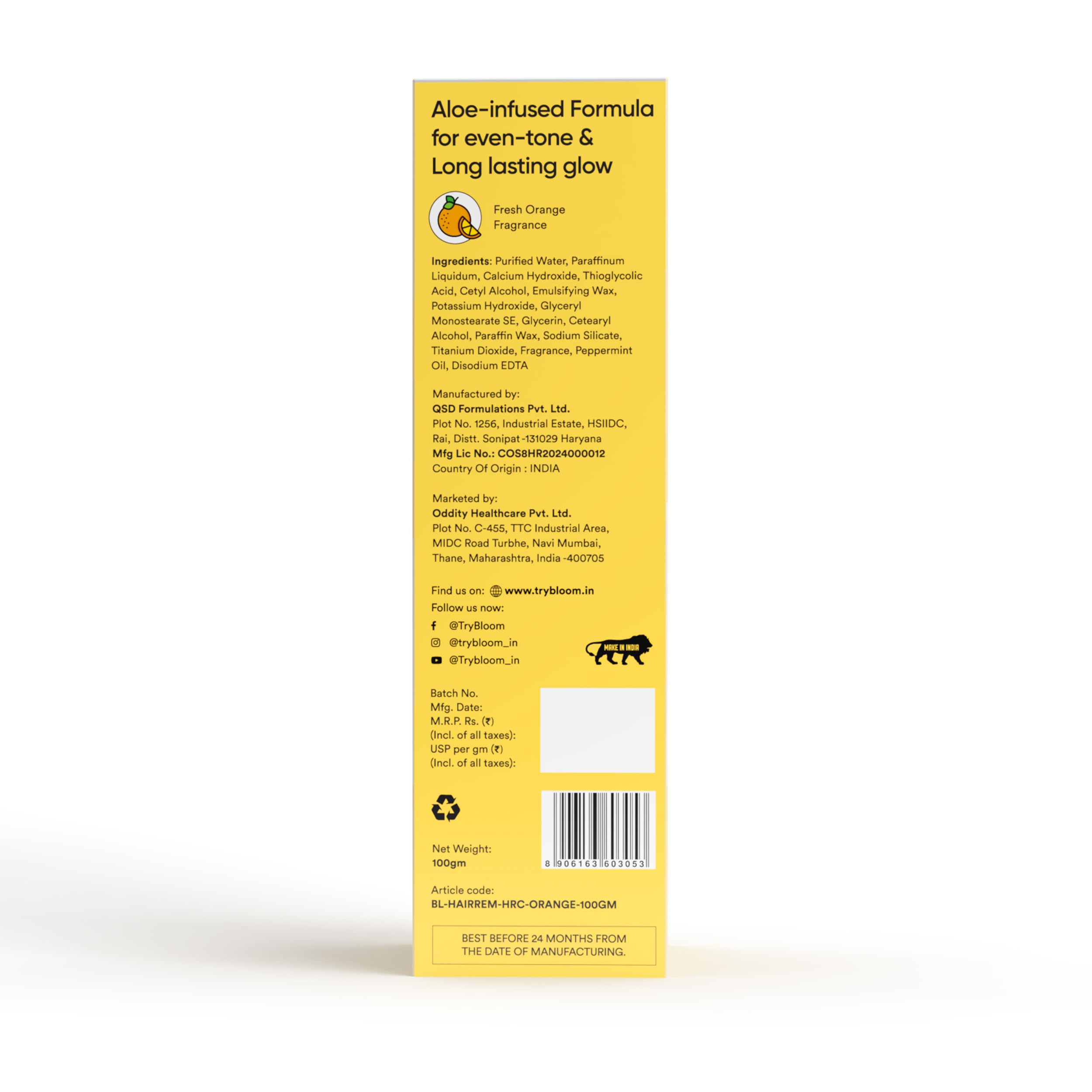 Bloom - Hair Removal Cream (Orange) - with Spatula (100gm) - Image 6 thumbnail