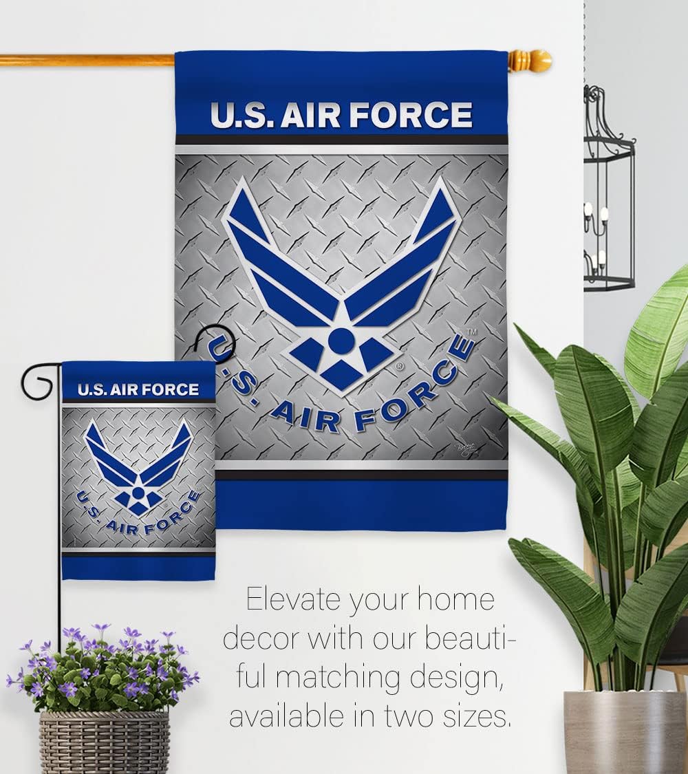 US Air Force House Flag - Dowel Set Armed Forces USAF United State American Military Veteran Retire Official - Decoration Banner Small Garden Yard Gift Double-Sided Made in USA 28 X 40