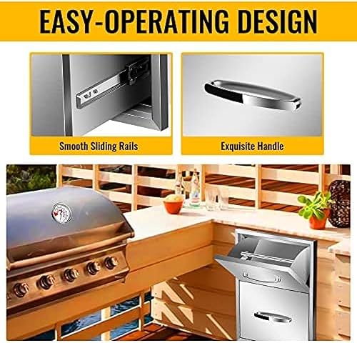 Miniatura 6 de Cajón de cocina al aire libre, cajón de barbacoa, cajones de acceso de cocina al aire libre, horizontales, cajones dobles de acero inoxidable para