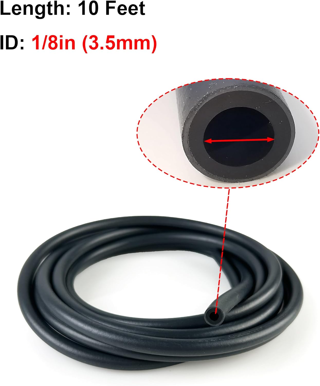 YAMAKATO 10 Feet 1/8 Inch ID 3.5mm Fuel Line for Honda 95001-35003-60M Lawn Mowers Snow Blowers Predator Generac Mini Bike ATV Generator Small Engines Gas Line w/ 20 Clamps
