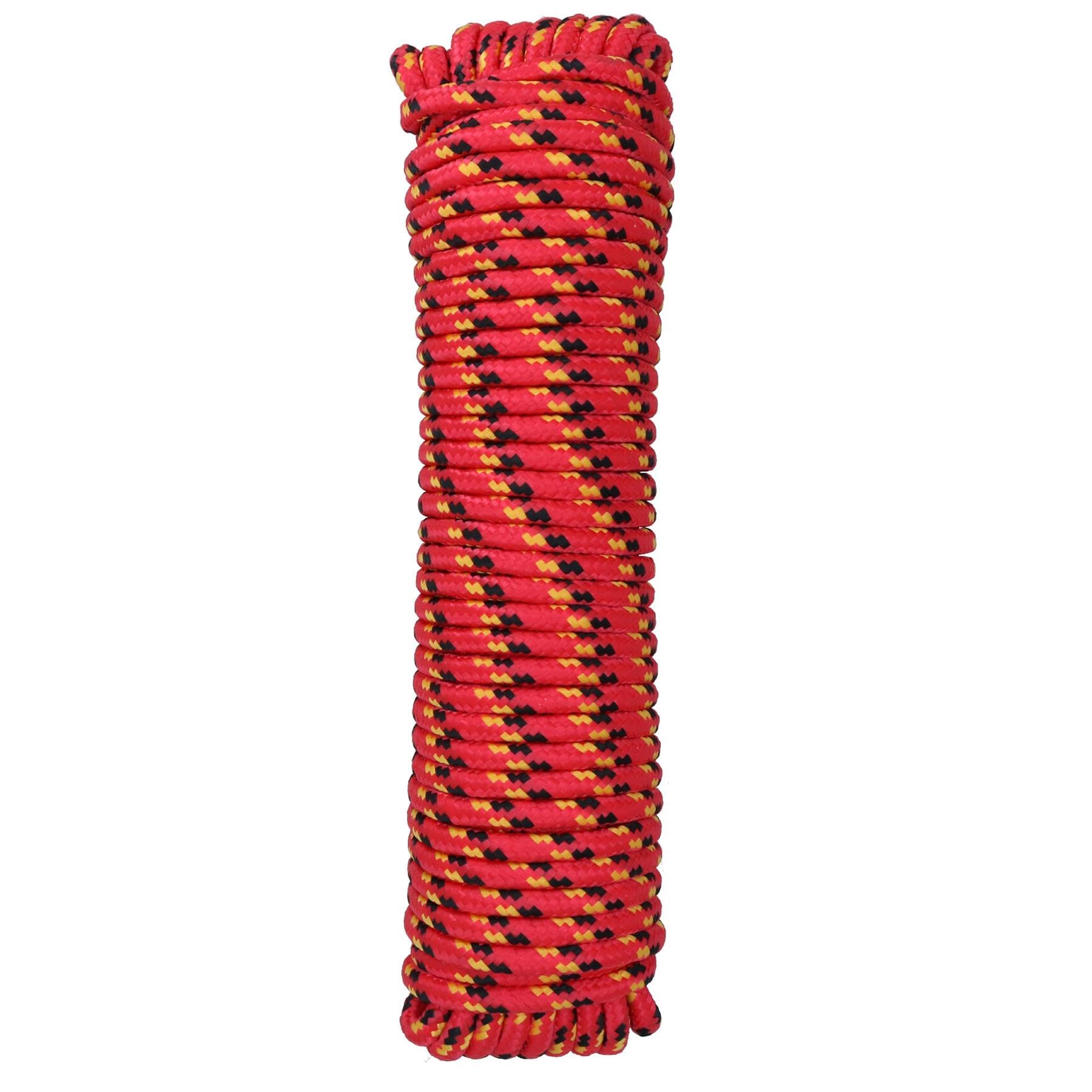 Corde Polypropylène Tressée 10 Mm X 30,5 M - Pour Bateau, Camping, Corde à Linge - Blanc/Bleu/Rouge